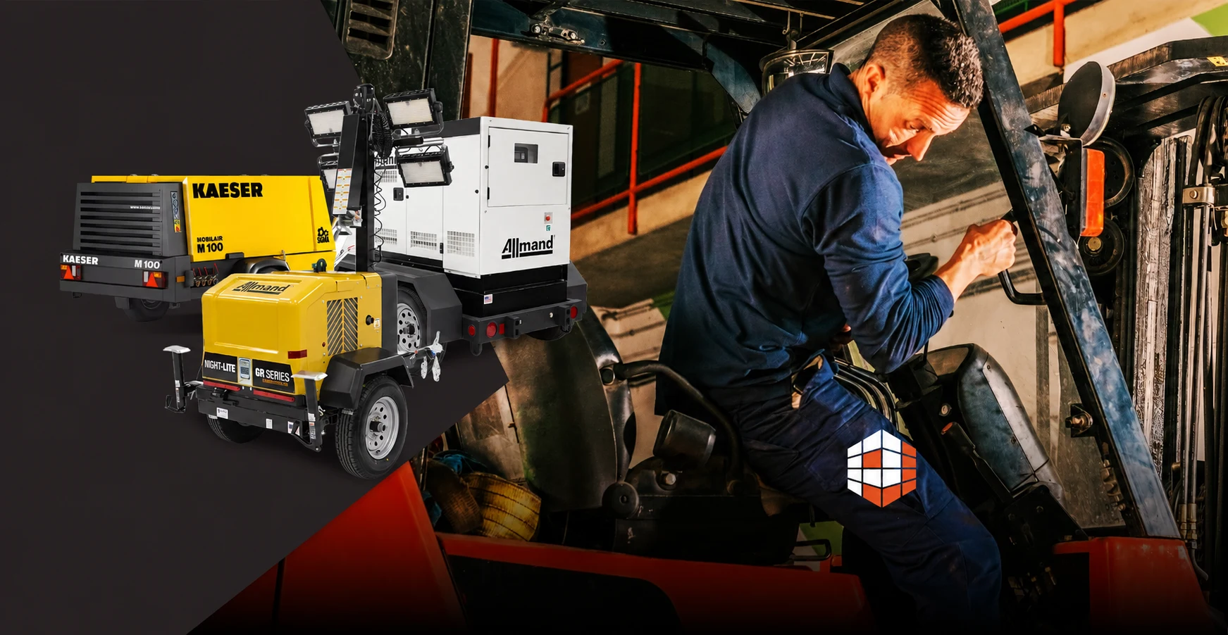 Técnico trabajando en maquinaria junto a equipos industriales Promov